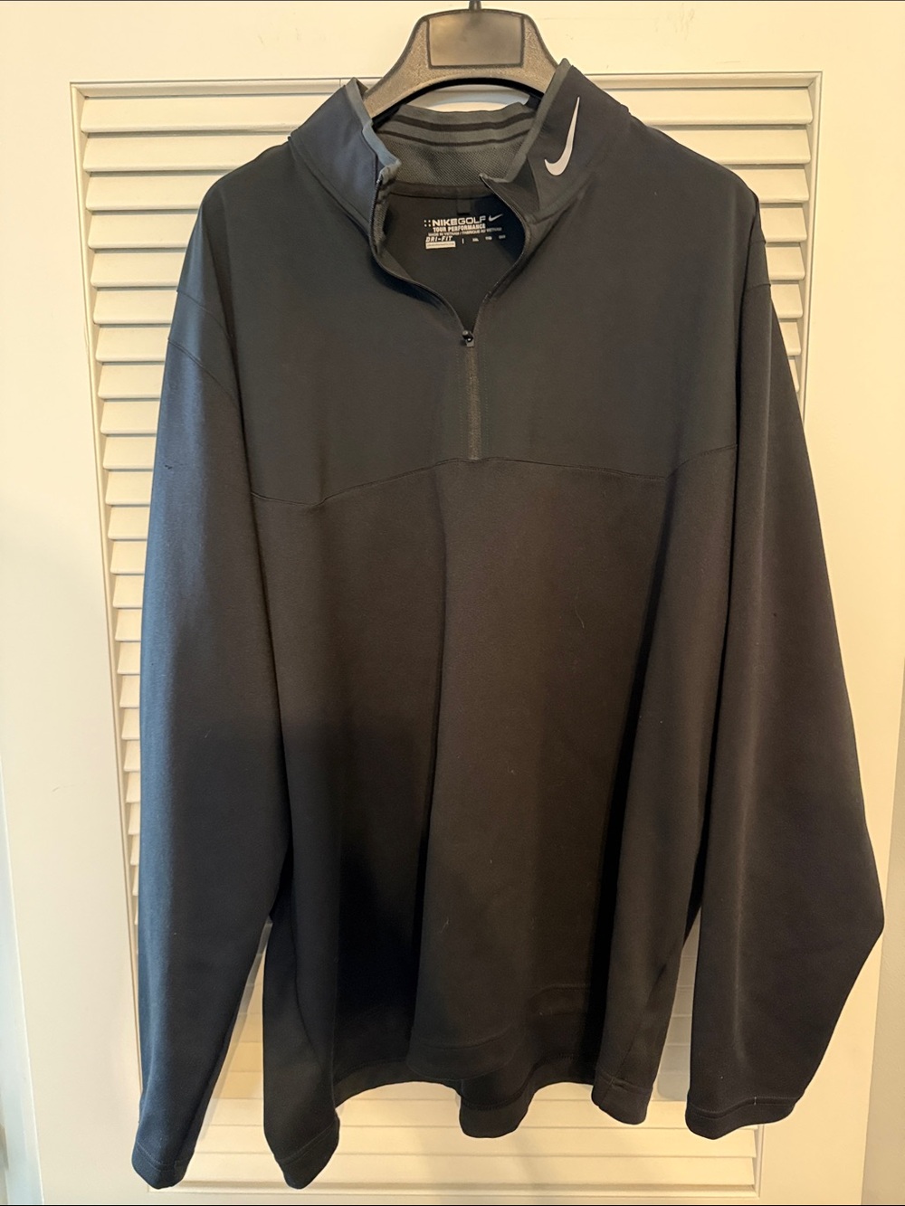 Nike Black Quarter-Zip Golf Pullover with White Swoosh